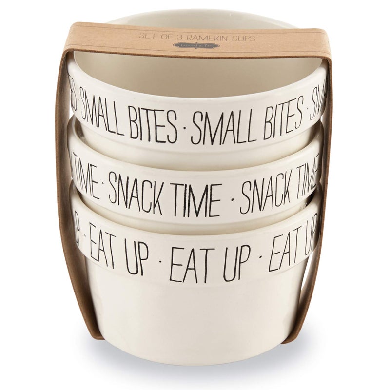 Mud Pie Small Bites Ramekin Set of 3 2 x 3 12 dia WHITE
