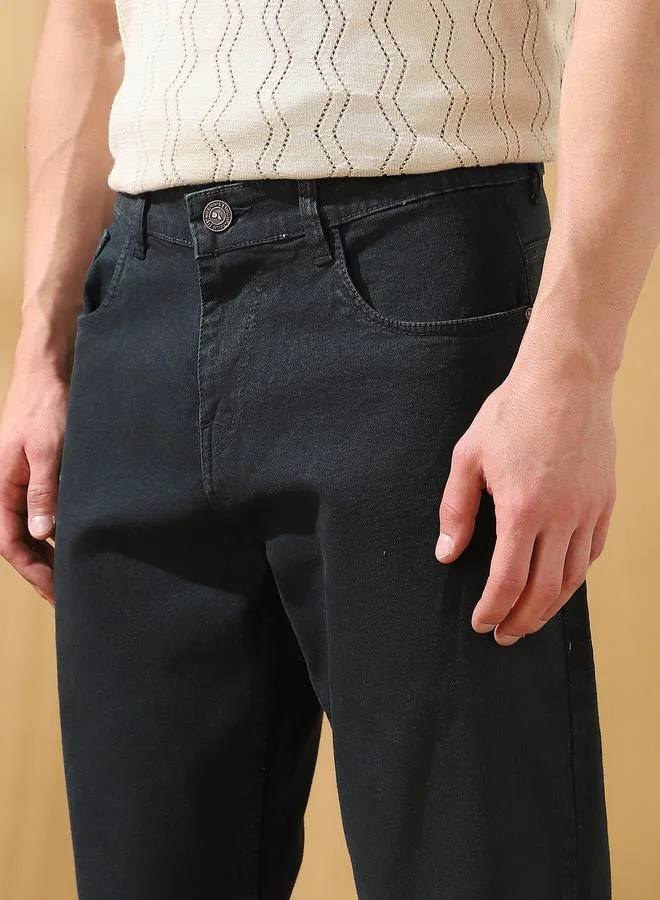 Dennis Lingo Men's Indigo 100% Cotton Solid Pattern Full Length Relaxed Jeans