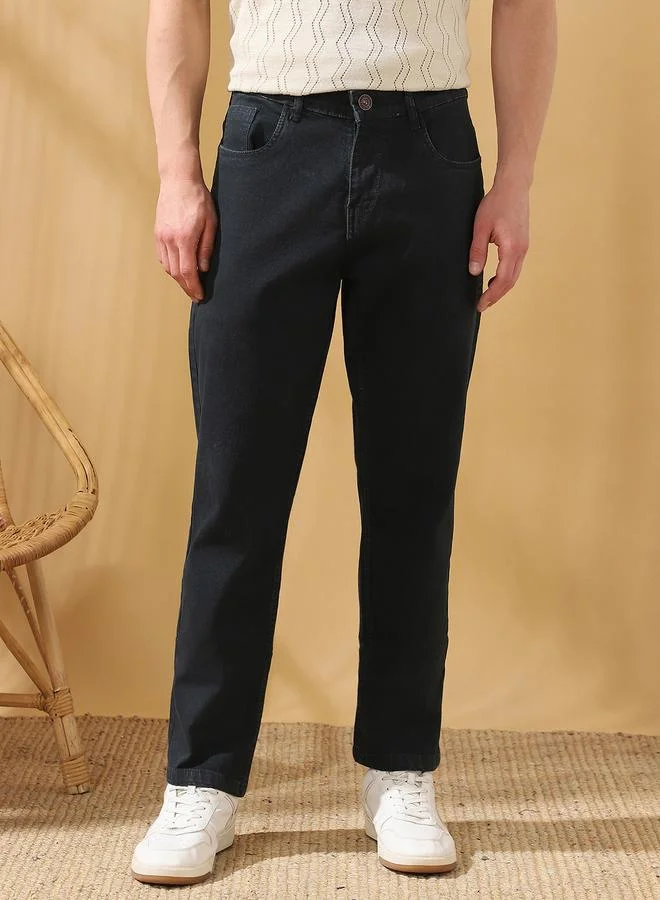 Dennis Lingo Men's Indigo 100% Cotton Solid Pattern Full Length Relaxed Jeans