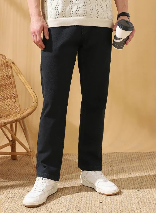 Dennis Lingo Men's Indigo 100% Cotton Solid Pattern Full Length Relaxed Jeans