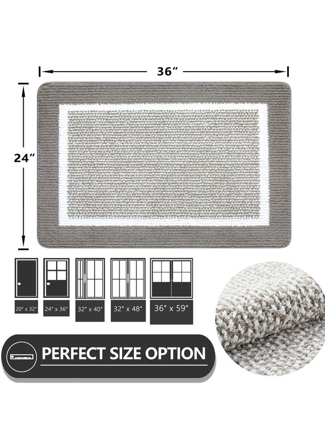 REFETONE Indoor Doormat, Front Back Door Mat, 24x36, Non-Slip Absorbent Resist Dirt Door Mats, Machine Washable Low-Profile Inside Floor Mat Door Rugs for Entryway, Grey - Image 5
