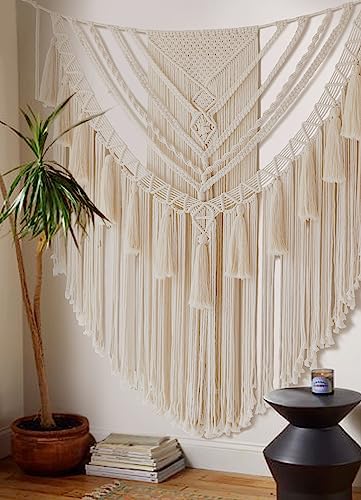Jakalin Large Macrame Wall Hanging Handmade Art Home Decor 47" Wx 55" L Boho Wall Decor Wedding Bedroom Living Room Handmade Yarn Wall Art - Image 3