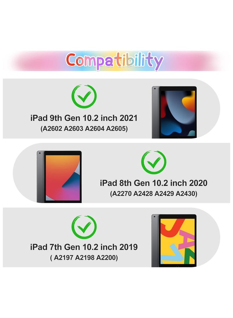 عام حافظة لجهاز iPad الجيل التاسع والجيل الثامن والجيل السابع بشاشة حماية قابلة للطي وقاعدة دوارة قابلة للتعديل مصنوعة من السيليكون الناعم اللطيف لحماية جهازك اللوحي بالكامل. - Image 2