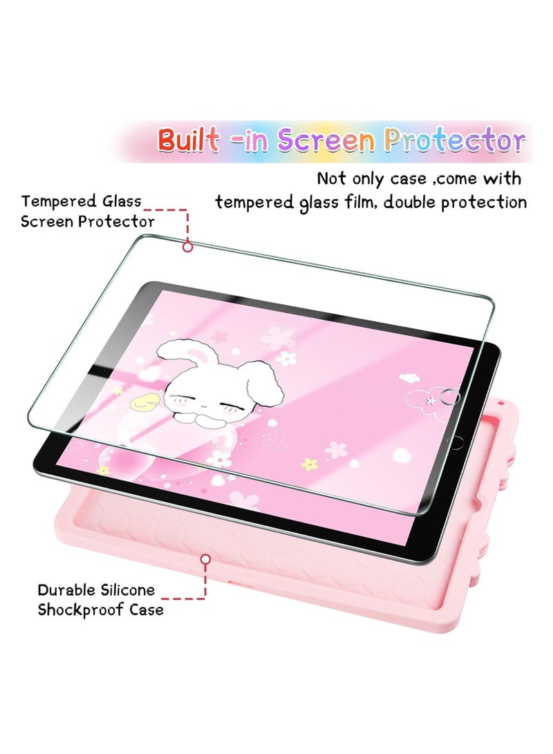 عام حافظة لجهاز iPad الجيل التاسع والجيل الثامن والجيل السابع بشاشة حماية قابلة للطي وقاعدة دوارة قابلة للتعديل مصنوعة من السيليكون الناعم اللطيف لحماية جهازك اللوحي بالكامل. - Image 3