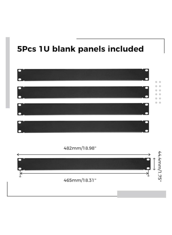 erorex 1U Blank Panel, 5 Pcs Metal Rack Mount Filler Panels, Suitable for 19-inch Server Rack Cabinets/Enclosures/Network Cabinets, Color: Black. - Image 3