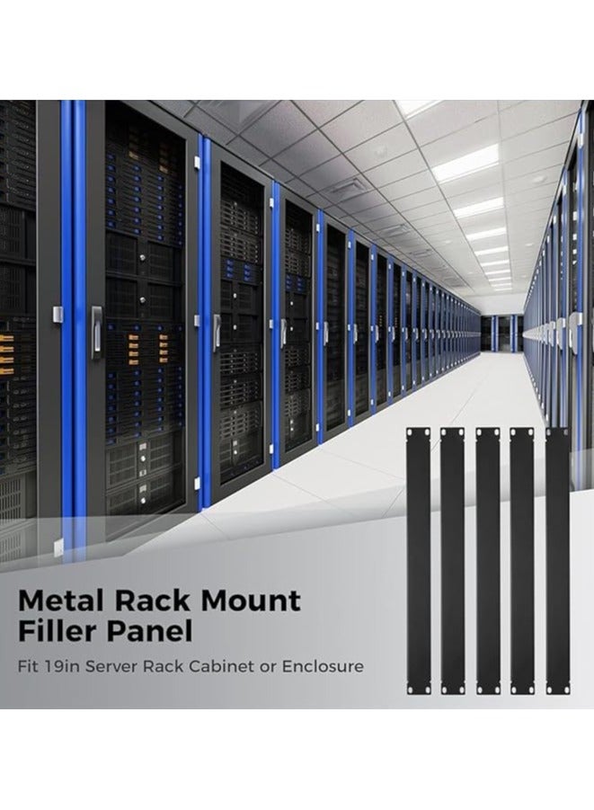 erorex 1U Blank Panel, 5 Pcs Metal Rack Mount Filler Panels, Suitable for 19-inch Server Rack Cabinets/Enclosures/Network Cabinets, Color: Black. - Image 5