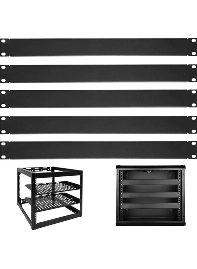 erorex 1U Blank Panel, 5 Pcs Metal Rack Mount Filler Panels, Suitable for 19-inch Server Rack Cabinets/Enclosures/Network Cabinets, Color: Black. - Image 1
