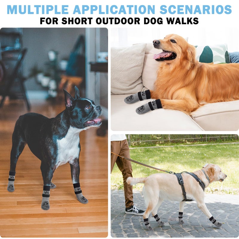 SCENEREAL Dog Socks to Prevent Licking Paws for Hot/Cold Pavement Anti Slip, Dog Shoes for Hardwood Floors, Dog Boots & Paw Protectors with Grippers for Small Medium Large Senior Dogs, Shark XS - Image 3