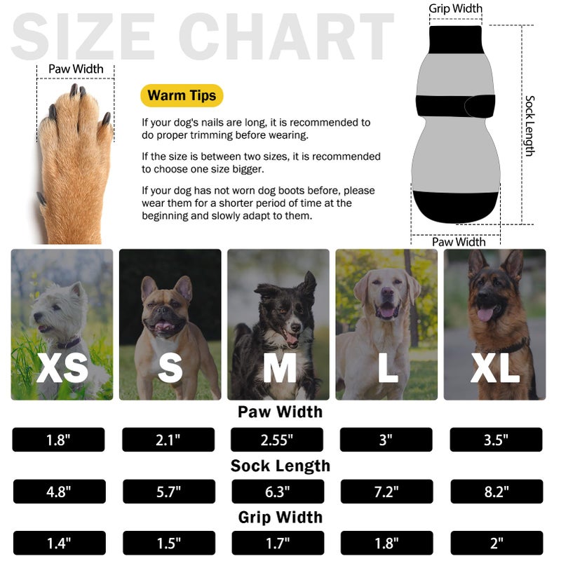 SCENEREAL Dog Socks to Prevent Licking Paws for Hot/Cold Pavement Anti Slip, Dog Shoes for Hardwood Floors, Dog Boots & Paw Protectors with Grippers for Small Medium Large Senior Dogs, Shark XS - Image 2