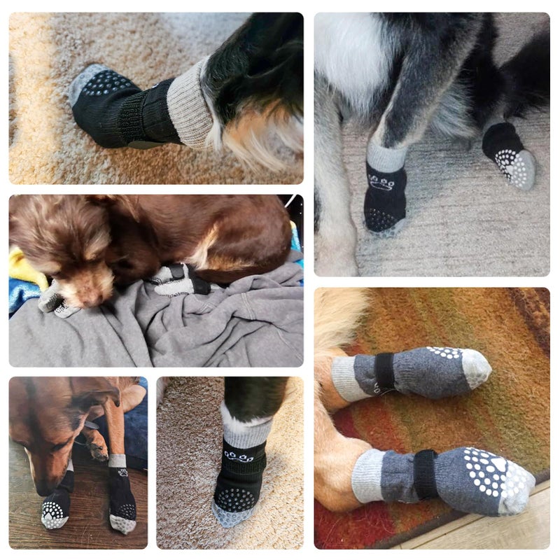 SCENEREAL Dog Socks to Prevent Licking Paws for Hot/Cold Pavement Anti Slip, Dog Shoes for Hardwood Floors, Dog Boots & Paw Protectors with Grippers for Small Medium Large Senior Dogs, Shark XS - Image 4
