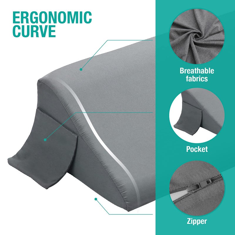 Vekkia King Bed Wedge Pillow for Headboard Gap/Bed Mattress Gap Filler Wedge,Bed Gap Filler Close Gap (0-6"),Stop Pillow Falling Down-Gray(76"x10"x6") - Image 2