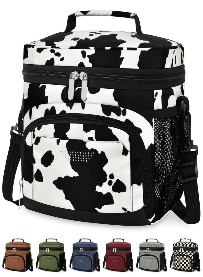 Vankor Insulated Lunch Bag for Men Women, Reusable Lunch Box Leakproof Cooler Lunch Tote Bag with Adjustable Shoulder Strap for Work Office Picnic Beach Travel, Cow Print - Image 1