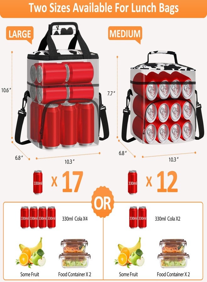Vankor Insulated Lunch Bag for Men Women, Reusable Lunch Box Leakproof Cooler Lunch Tote Bag with Adjustable Shoulder Strap for Work Office Picnic Beach Travel, Cow Print - Image 3