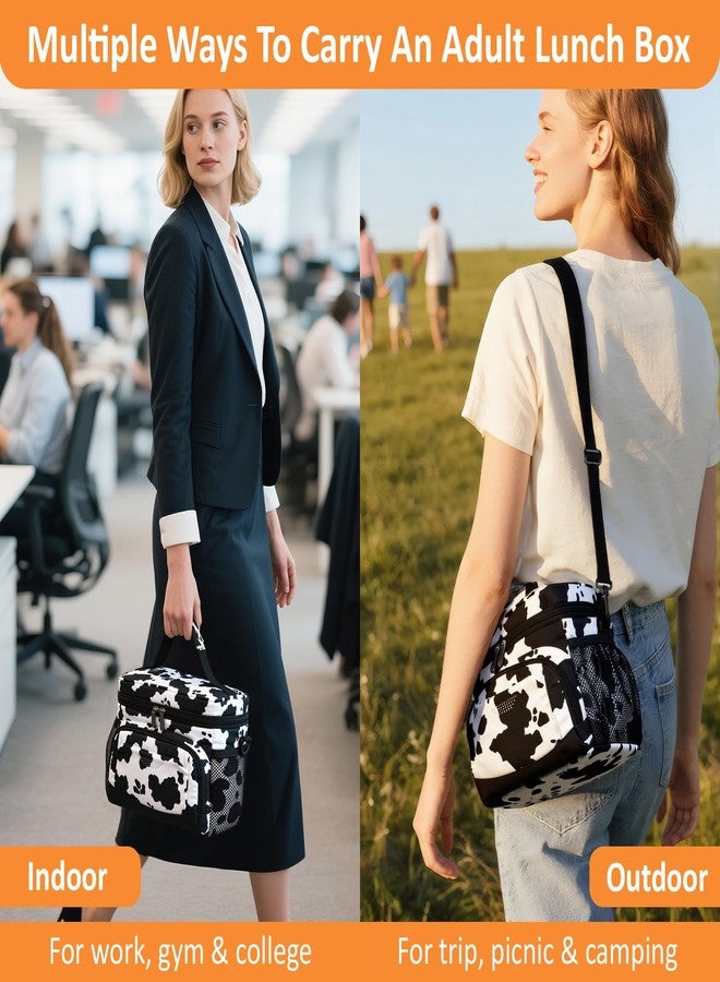 Vankor Insulated Lunch Bag for Men Women, Reusable Lunch Box Leakproof Cooler Lunch Tote Bag with Adjustable Shoulder Strap for Work Office Picnic Beach Travel, Cow Print - Image 5