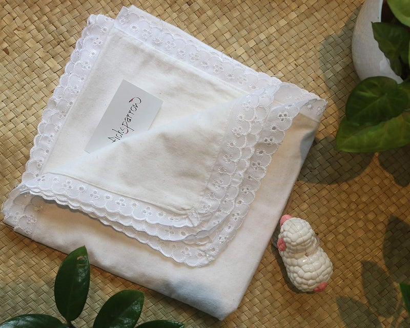 Picksparrow Pure Cotton Newborn Baby Blanket/Reversible Wrap/Double Layered Voile Flannel Receiving Blanket/Newborn Essentials (90 * 90cm, Solid White) - Image 3