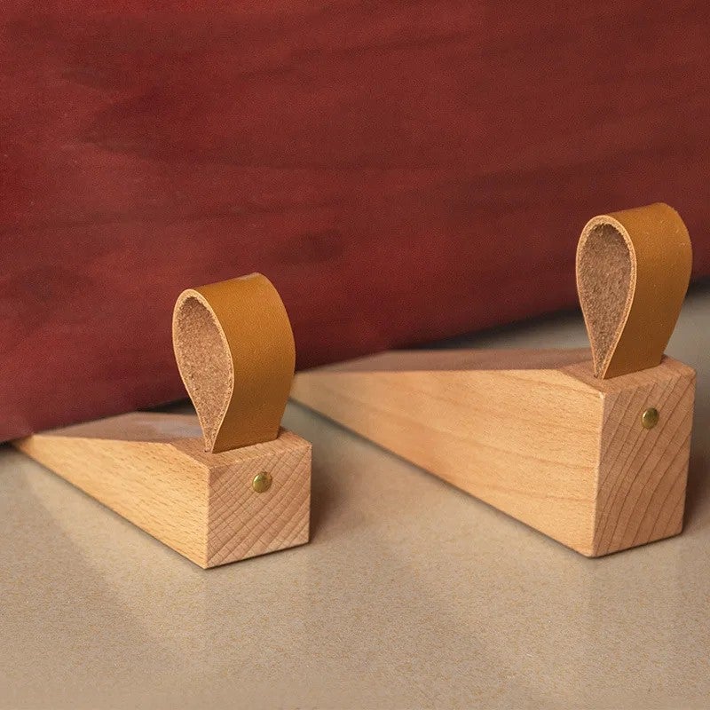 Bluejw Solid Wood Door Stopper Wedge with Leather Rope, Non-Slip Door Stops for Baby Safety & Home Decor - Anti-Collision Gate Holder, Stops-Tools - Image 3
