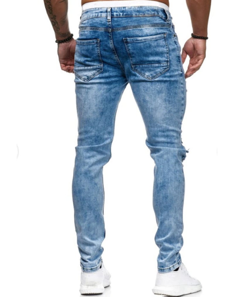 HUNGSON Men's Ripped Skinny Jeans Stretchy Slim Fit Jeans Pants for Men - Image 3