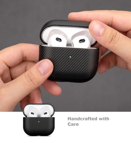 LOPIE Handmade for AirPods 4 Case Cover, Premium Synthetic Leather Case for AirPods 4 / Air Pods 4 with Active Noise Cancellation, Protective Hard Shell Cover, Carbon Fiber Style - Black - Image 4