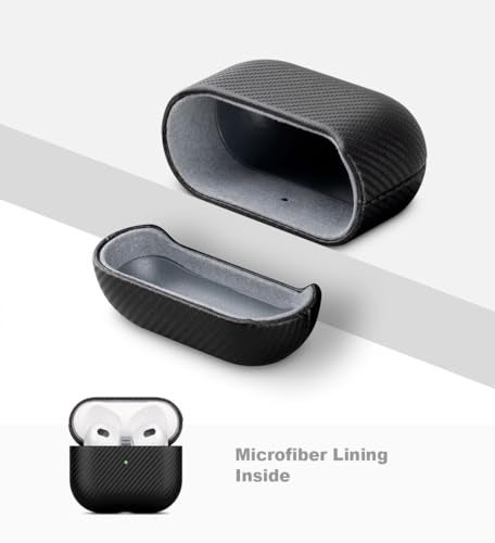 LOPIE Handmade for AirPods 4 Case Cover, Premium Synthetic Leather Case for AirPods 4 / Air Pods 4 with Active Noise Cancellation, Protective Hard Shell Cover, Carbon Fiber Style - Black - Image 5