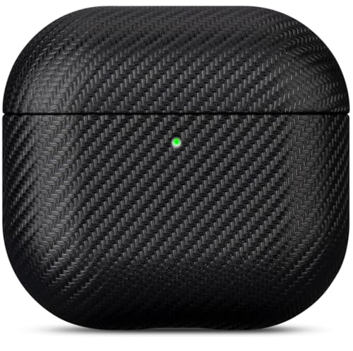 LOPIE Handmade for AirPods 4 Case Cover, Premium Synthetic Leather Case for AirPods 4 / Air Pods 4 with Active Noise Cancellation, Protective Hard Shell Cover, Carbon Fiber Style - Black - Image 1