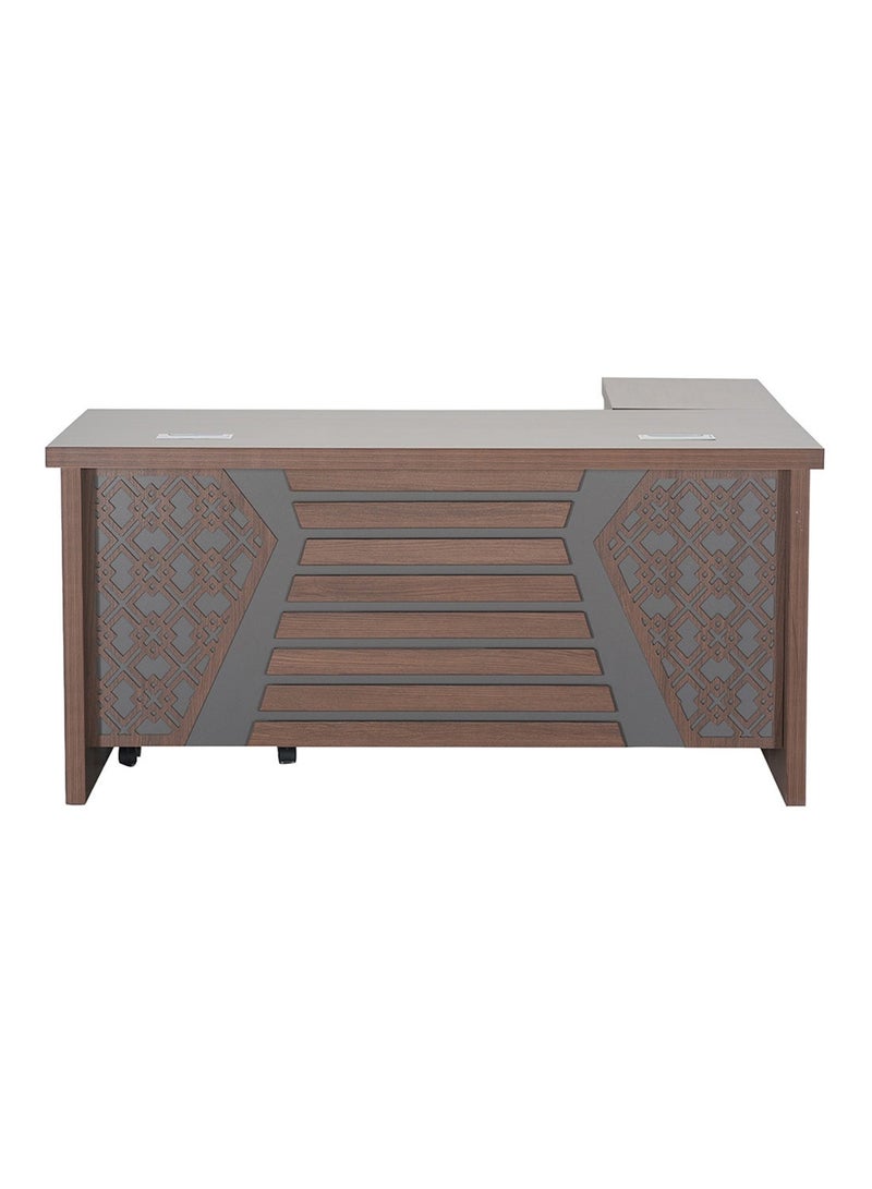 ROYALOAK Walter Office Table 1.8 m, Engineered Wood, Melamine Finish, Wire Manager, Telescopic Channel, Drawer Storage, Boss Table, Boss Table for Office Furniture, Office Boss Table, Boss Table for Office - Image 2
