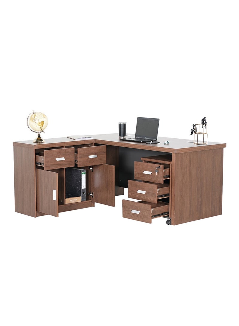 ROYALOAK Walter Office Table 1.8 m, Engineered Wood, Melamine Finish, Wire Manager, Telescopic Channel, Drawer Storage, Boss Table, Boss Table for Office Furniture, Office Boss Table, Boss Table for Office - Image 5