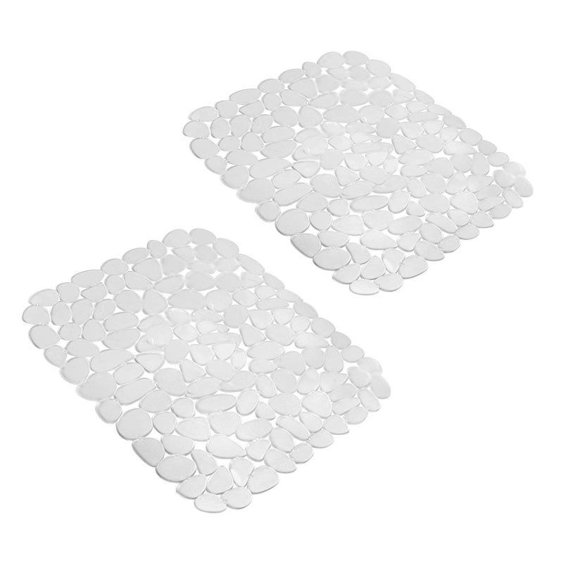 Yiter Sink Mat 2Pcs Adjustable PVC Clear Pebble Sink Protector for Stainless Steel or Porcelain Sink Dish Drying Mat for Bathroom Kitchen Sink Countertop 158 x 12 inch