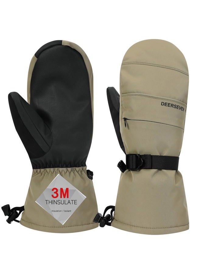 OMECHY Winter Ski Mittens Men & Women Snow Warm Insulated Waterproof Windproof for Cold Weather and Snowboarding with Zipper Pocket - Image 1
