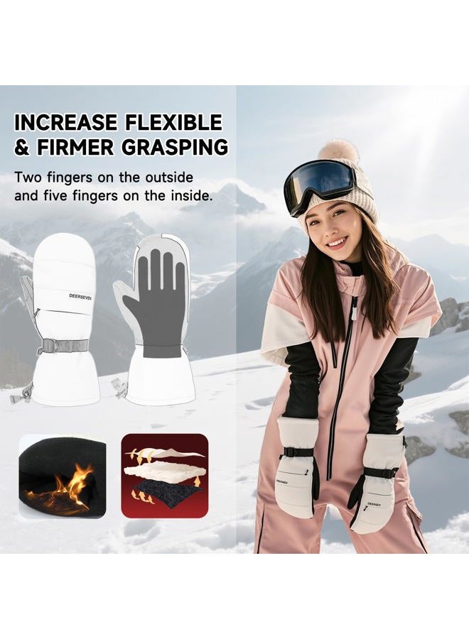 OMECHY Winter Ski Mittens Men & Women Snow Warm Insulated Waterproof Windproof for Cold Weather and Snowboarding with Zipper Pocket - Image 2