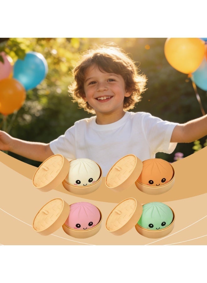 Steamed Bun Squishy Stress Relief Toy, Soft Rebound Fake Food Toy with Steamer Storage Box - Image 2