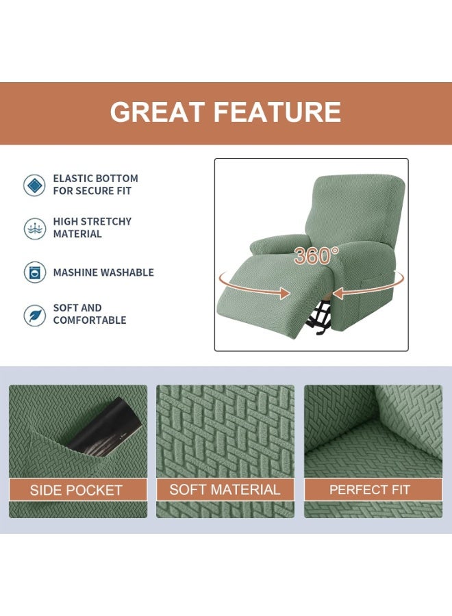 أغطية كراسي الاسترخاء المطاطة، أغطية الكراسي القابلة للتمدد، أغطية صوفا الجاكارد المخططة لحماية الأثاث من الأطفال والحيوانات الأليفة (مقعد فردي، أخضر). - Image 3