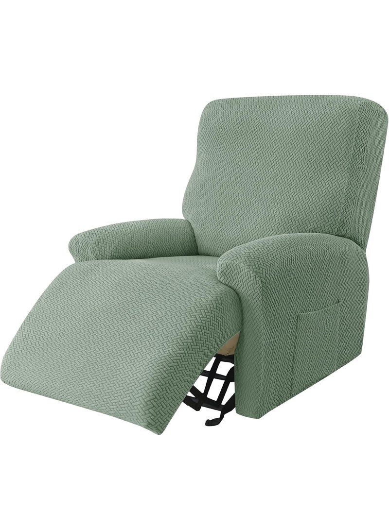 أغطية كراسي الاسترخاء المطاطة، أغطية الكراسي القابلة للتمدد، أغطية صوفا الجاكارد المخططة لحماية الأثاث من الأطفال والحيوانات الأليفة (مقعد فردي، أخضر). - Image 1