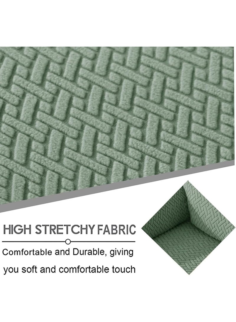 أغطية كراسي الاسترخاء المطاطة، أغطية الكراسي القابلة للتمدد، أغطية صوفا الجاكارد المخططة لحماية الأثاث من الأطفال والحيوانات الأليفة (مقعد فردي، أخضر). - Image 2