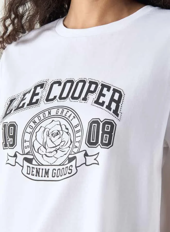 Lee Cooper Lee Cooper Studded Crew Neck T-shirt with Short Sleeves