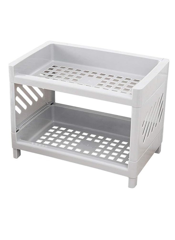 Arabest Desk Storage Rack, Desk Organizer Shelf Top Shelf Stand Plastic Bathroom Countertop Organizer Corner Shelf Bedroom Storage Tray Storage Shelf Storage Box Toiletries  - Image 1