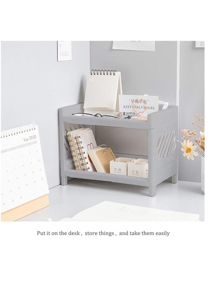 Arabest Desk Storage Rack, Desk Organizer Shelf Top Shelf Stand Plastic Bathroom Countertop Organizer Corner Shelf Bedroom Storage Tray Storage Shelf Storage Box Toiletries  - Image 5