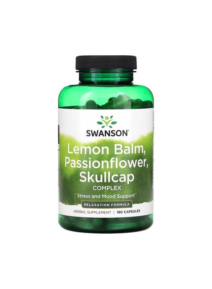 Lemon Balm, Passionflower, Skullcap Complex, 180 Capsules