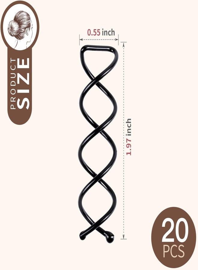 FANDAMEI 20PCS Spiral Hair Pins, Spin Pins Spiral Bobby Pins for Girls, Women and Kids, Non-Scratch Round Clip & Bun Twist, Stylish Bun Bobby Pins, Premium Spin Pins for Hair, Black - Image 2