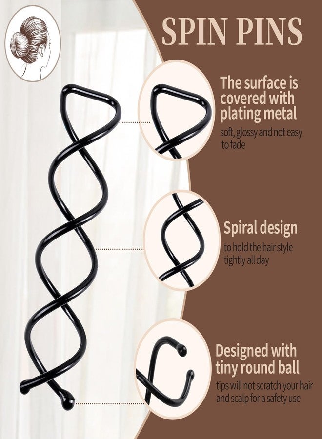 FANDAMEI 20PCS Spiral Hair Pins, Spin Pins Spiral Bobby Pins for Girls, Women and Kids, Non-Scratch Round Clip & Bun Twist, Stylish Bun Bobby Pins, Premium Spin Pins for Hair, Black - Image 3