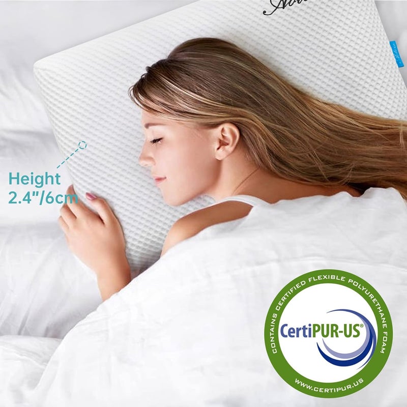 AOTOZE Ultra Thin & Flat Memory Foam Pillow 2.4 Inch Hight,Low Profile Slim & Thin Pillow for Stomach Sleeper,Side Sleeper,Oeko-TEX & CertiPUR-US Double Certification 23.5 x 15.5 x 2.4 Inches - Image 4