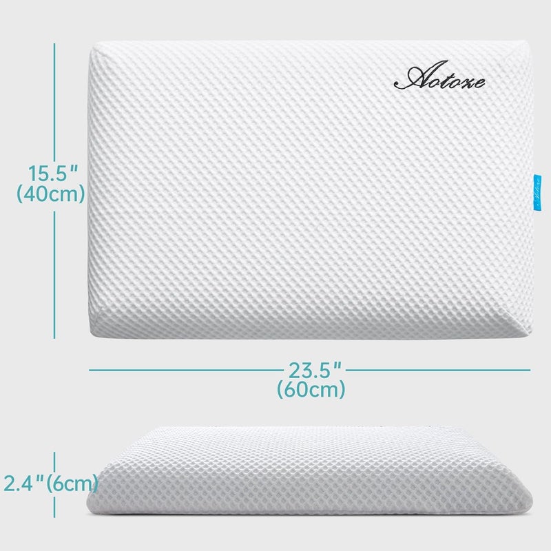 AOTOZE Ultra Thin & Flat Memory Foam Pillow 2.4 Inch Hight,Low Profile Slim & Thin Pillow for Stomach Sleeper,Side Sleeper,Oeko-TEX & CertiPUR-US Double Certification 23.5 x 15.5 x 2.4 Inches - Image 5