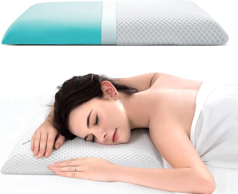 AOTOZE Ultra Thin & Flat Memory Foam Pillow 2.4 Inch Hight,Low Profile Slim & Thin Pillow for Stomach Sleeper,Side Sleeper,Oeko-TEX & CertiPUR-US Double Certification 23.5 x 15.5 x 2.4 Inches - Image 1
