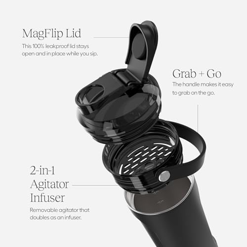BrÃ¼Mate BrüMate MultiShaker Blender Shaker Bottle | 100% Leakproof Insulated Stainless Steel | Pre Workout and Protein Shaker Bottle for the Gym | 26oz (Matte Black) - Image 3