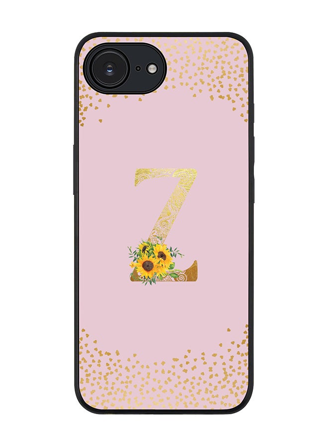 Stylizedd For Apple iPhone 16e Case,Slim fit Camera Protection, Shockproof Thin Phone cover  - Custom Floral Monogram - Z  (Pink ) - Image 1