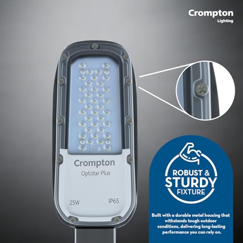 Crompton Optistar 25 Watt Outdoor LED Street Light | Wide Angle Beam| (Cool Day Light 6500K) - Pack of 1 - Image 2