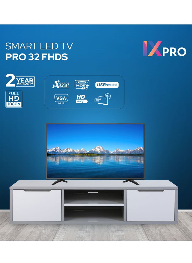 IX Pro - تلفزيون ذكي LED بدقة 32 بوصة مع نظام Android 12، معالج رباعي النواة، ذاكرة داخلية 8 جيجابايت، لوحة من الدرجة A+، ضمان لمدة عامين، قابل للتثبيت على الحائط، تصميم نحيف للغاية، توفير ذكي للطاقة (PRO 32SMART) - Image 1
