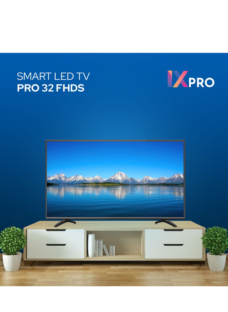 IX Pro - تلفزيون ذكي LED بدقة 32 بوصة مع نظام Android 12، معالج رباعي النواة، ذاكرة داخلية 8 جيجابايت، لوحة من الدرجة A+، ضمان لمدة عامين، قابل للتثبيت على الحائط، تصميم نحيف للغاية، توفير ذكي للطاقة (PRO 32SMART) - Image 1