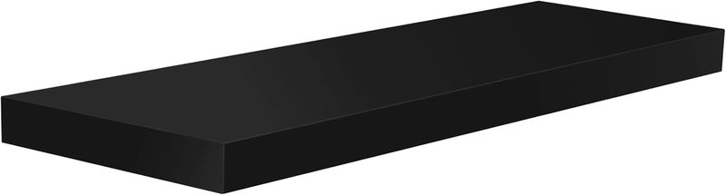 AsolBD Decorative Floating Wall Mounted Shelves with Stylish Invisible Brackets, Modern Faux Wood Storage with Matte Finish for Bedroom, Living Room, Bathroom, Kitchen Décor, 1 Piece (Black, 60 CM) - Image 3