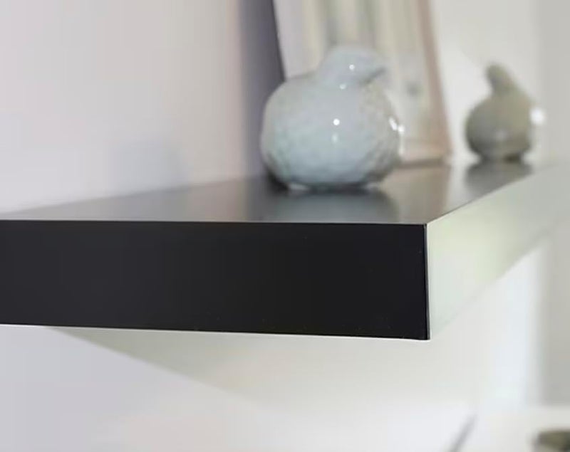 AsolBD Decorative Floating Wall Mounted Shelves with Stylish Invisible Brackets, Modern Faux Wood Storage with Matte Finish for Bedroom, Living Room, Bathroom, Kitchen Décor, 1 Piece (Black, 60 CM) - Image 5