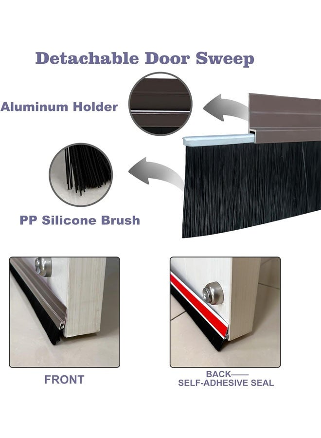 Door Sweep for Bottom of Door, Integrated Bottom Door Draft Stopper with Brush, Self-Adhesive Under Door Seal for Dust/Noise/Hot or Cold Air Insulation - Image 4